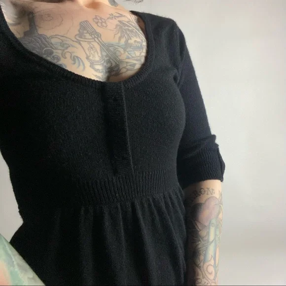 AQUA Cashmere Half Sleeve Black Babydoll Dress Womens XS - Picture 5 of 7